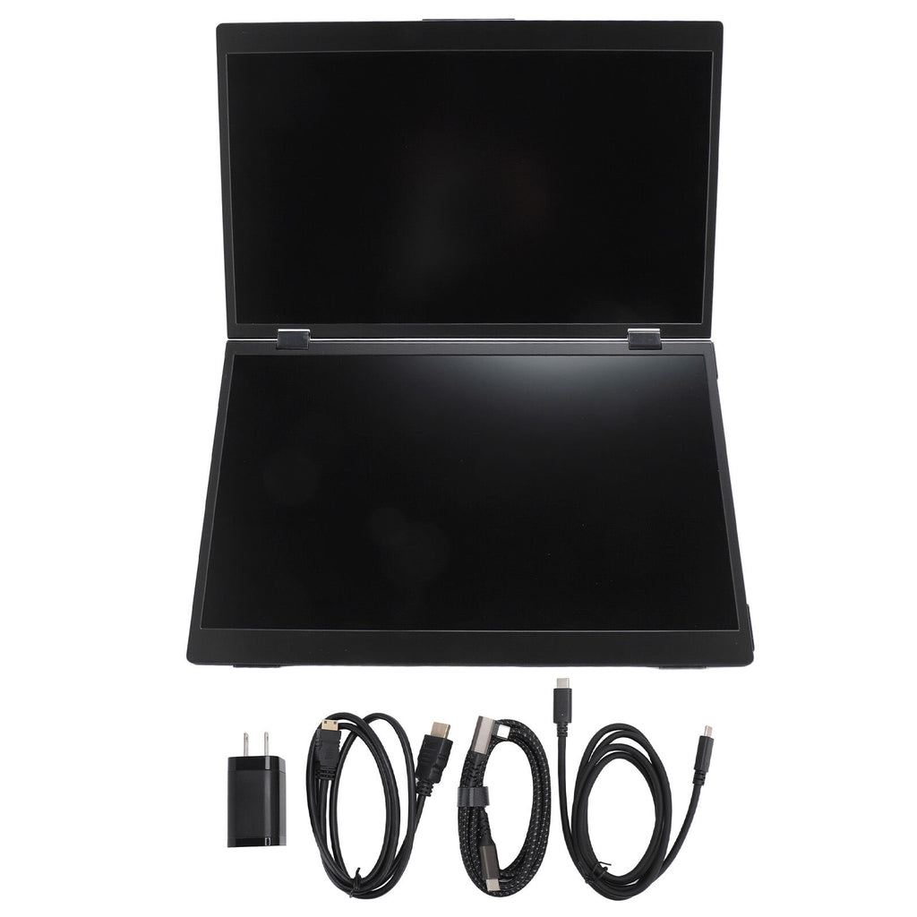 ZOOMEDIN 15.6" Dual/Single Screen FHD 1080p Portable Monitor with Built-in Stand, 360° Rotation, and USB-C Connectivity - Local Delivery