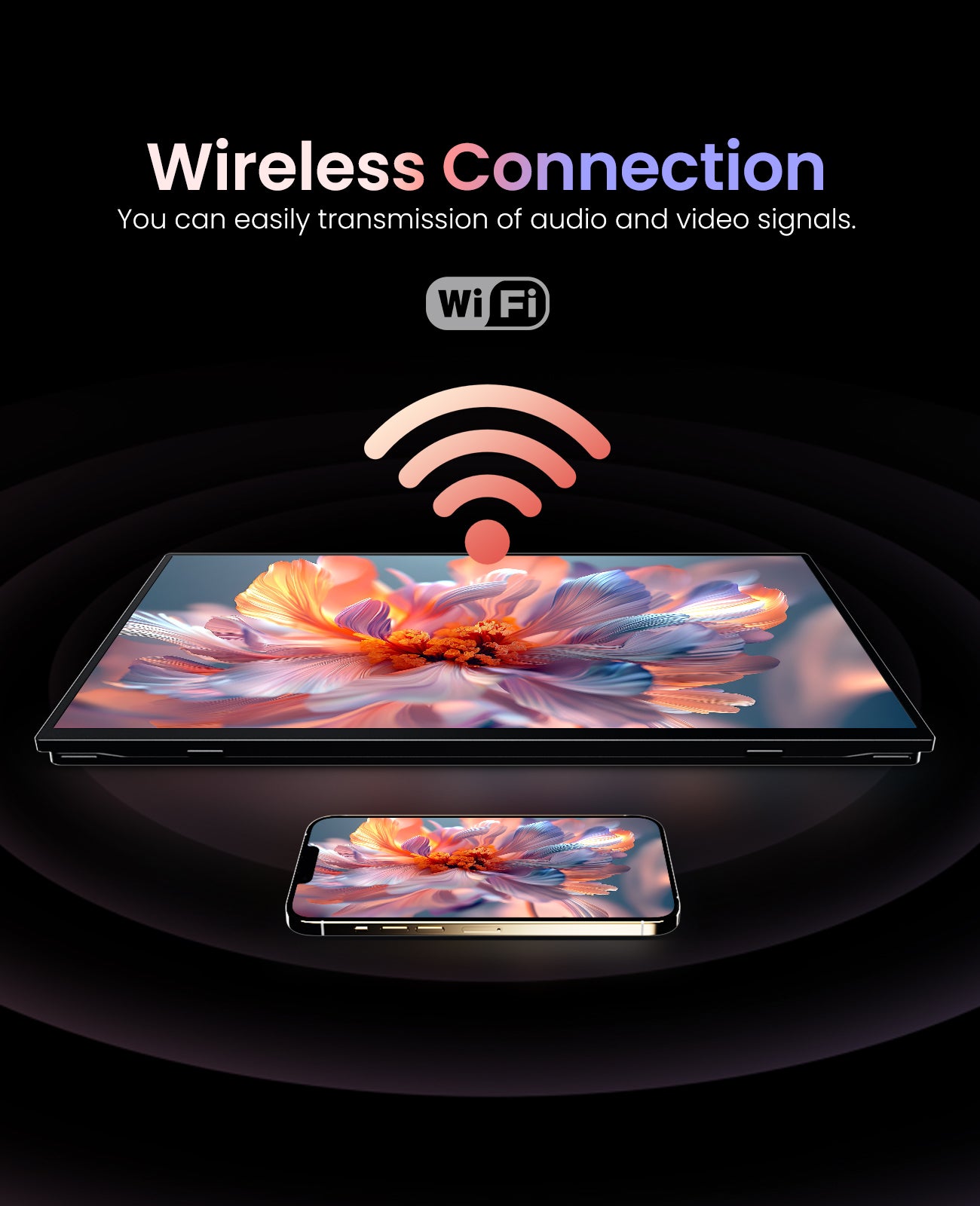 ZOOMEDIN 15.6''/18.5''/21.5''/23.8'' FHD Wireless & Built-in Battery Version Portable Monitor Professional Level E-Sports And Designer Level Color Rendering Laptop Extender Monitor for PS5/4 Xbox Switch Phone PC.