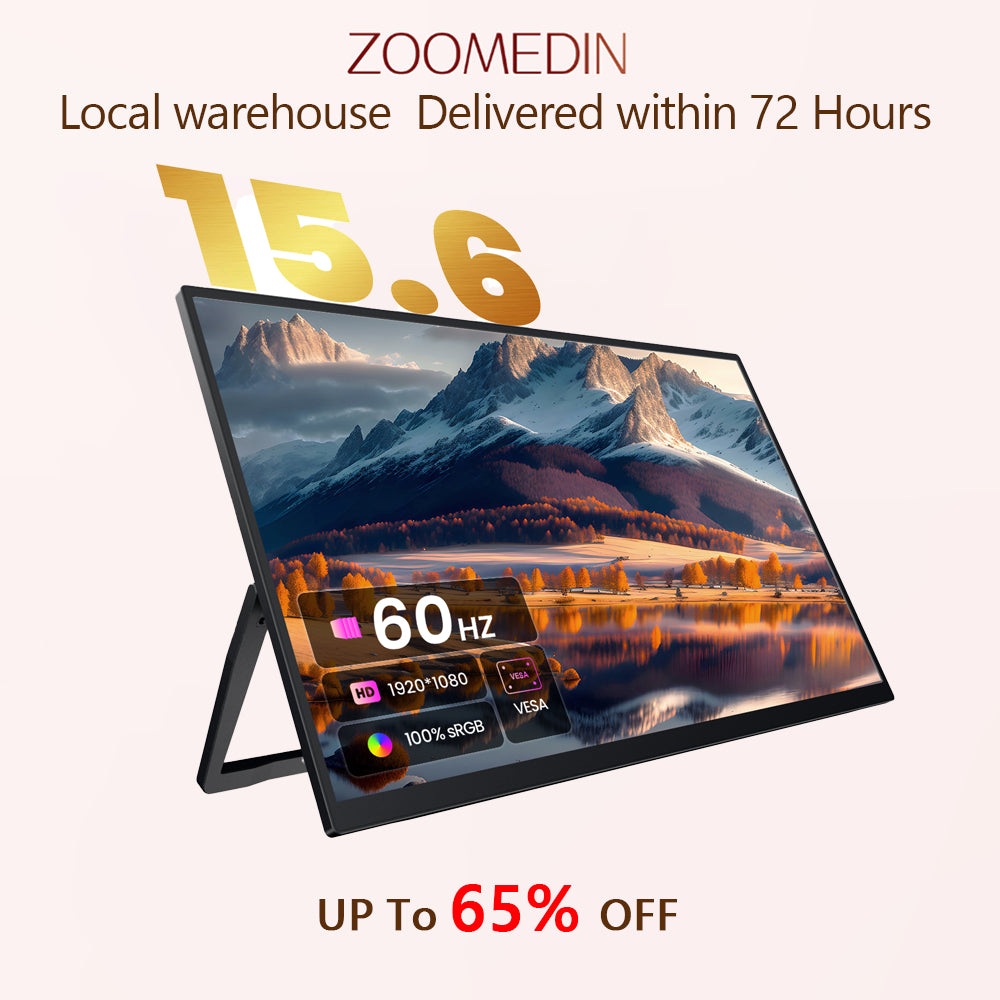 ZOOMEDIN ,15.6''/18.5''/21.5'' ,1080P FHD Portable Monitor, USB-C HDMI Laptop Extender Monitor for Laptop SDR Travel Monitor with Speakers for Laptop PS5/4 Xbox Switch Phone PC.
