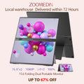 ZOOMEDIN 15.6" Dual/Single Screen FHD 1080p Portable Monitor with Built-in Stand, 360° Rotation, and USB-C Connectivity - Local Delivery