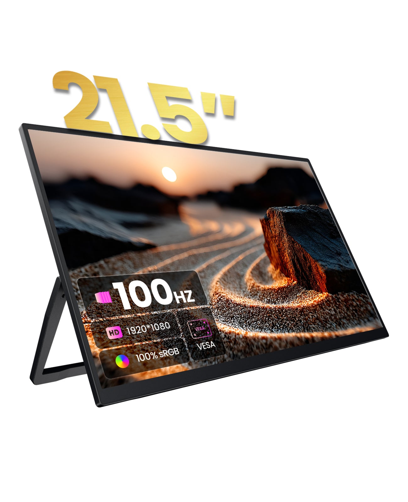 ZOOMEDIN 21.5 Inches 1080P FHD 100Hz Wireless Built-in Battery Portable Monitor Professional Level E-Sports And Designer Level Color Rendering Monitor for Laptop PS5/4 Xbox Switch Phone PC.