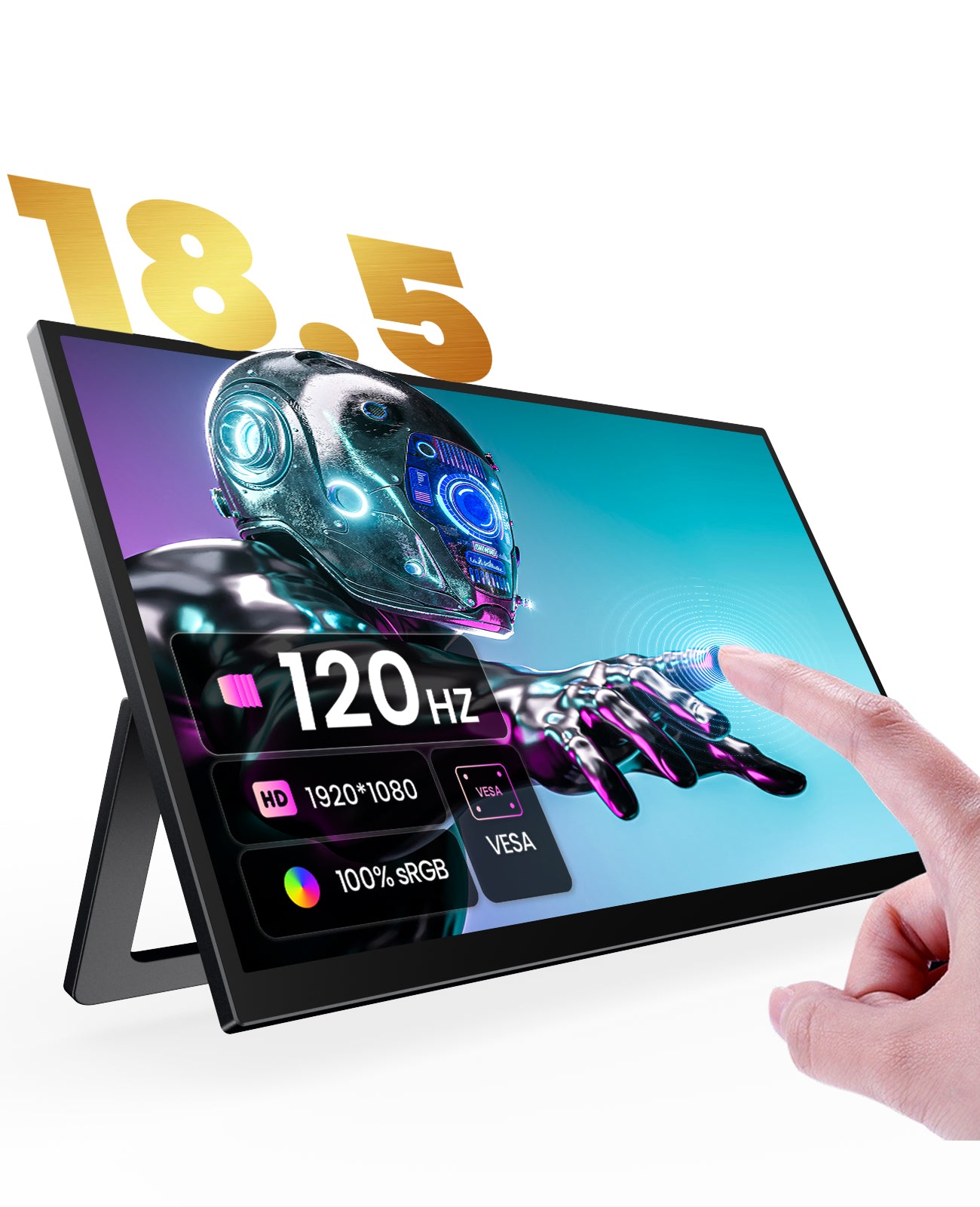 ZOOMEDIN 21.5 Inches 1080P FHD 100Hz Wireless Built-in Battery Portable Monitor Professional Level E-Sports And Designer Level Color Rendering Monitor for Laptop PS5/4 Xbox Switch Phone PC.