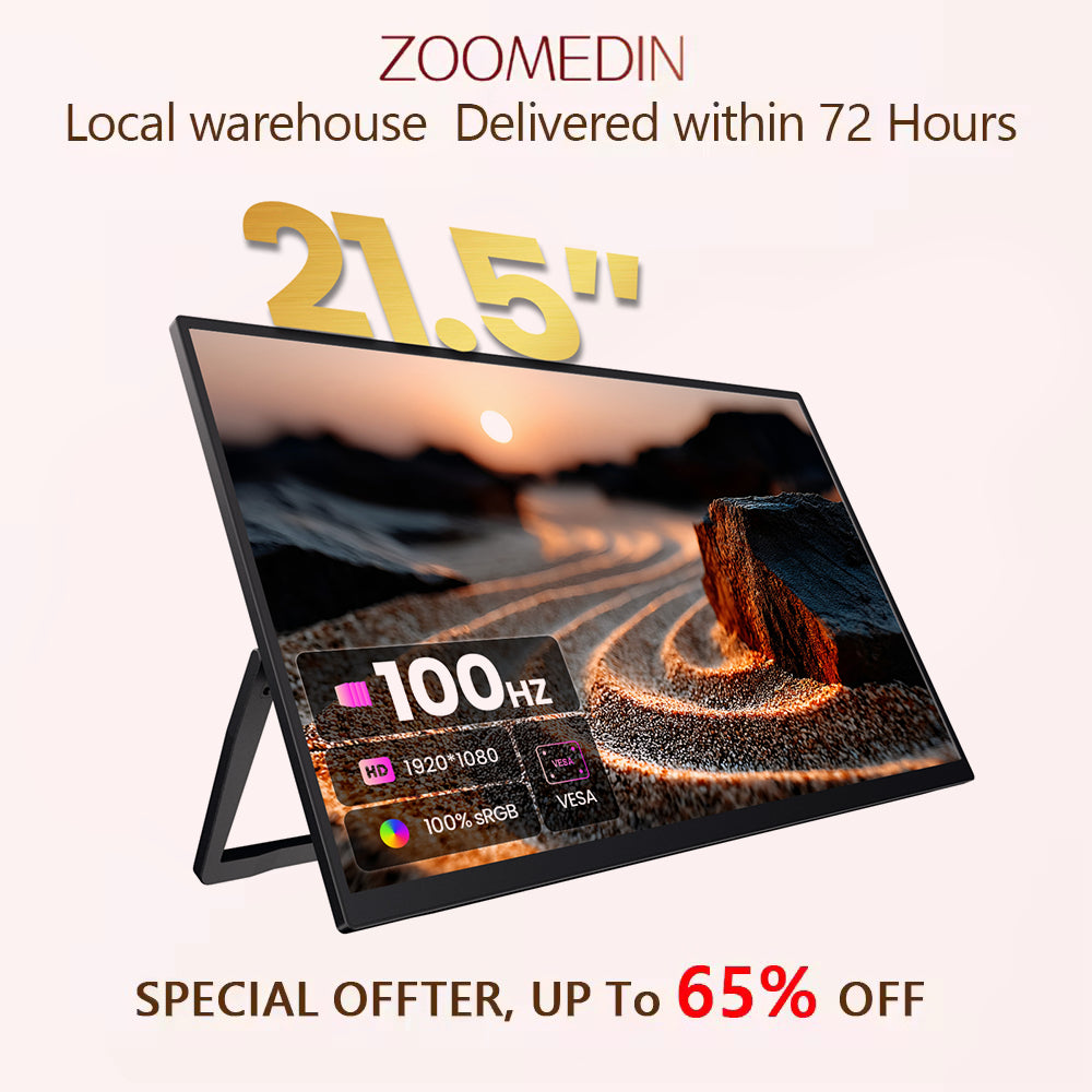 ZOOMEDIN ,15.6''/18.5''/21.5'' ,1080P FHD Portable Monitor, USB-C HDMI Laptop Extender Monitor for Laptop SDR Travel Monitor with Speakers for Laptop PS5/4 Xbox Switch Phone PC.