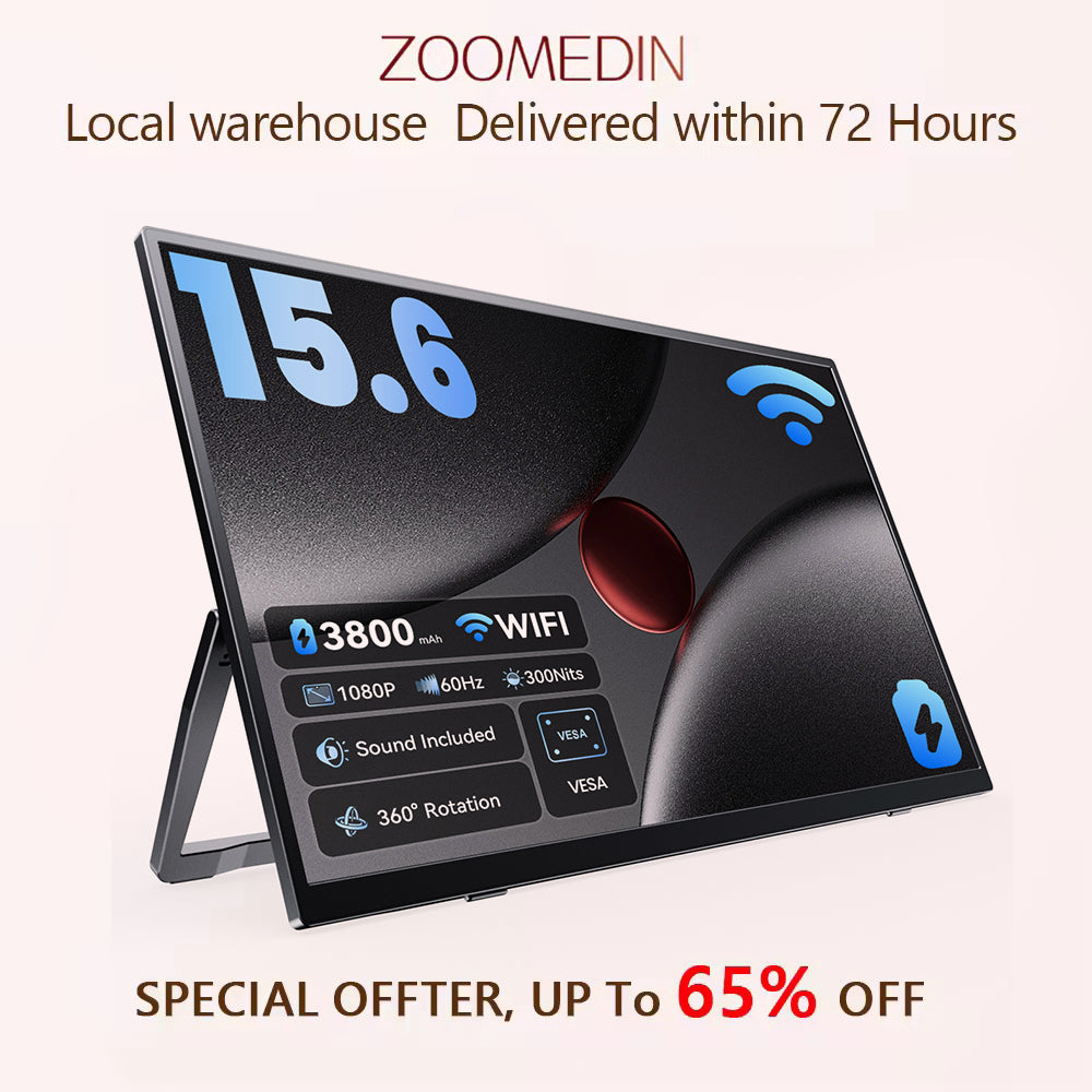 ZOOMEDIN ,15.6''/18.5''/21.5'' ,1080P FHD Portable Monitor, USB-C HDMI Laptop Extender Monitor for Laptop SDR Travel Monitor with Speakers for Laptop PS5/4 Xbox Switch Phone PC.