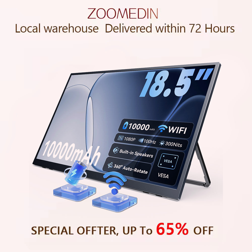 ZOOMEDIN ,15.6''/18.5''/21.5'' ,1080P FHD Portable Monitor, USB-C HDMI Laptop Extender Monitor for Laptop SDR Travel Monitor with Speakers for Laptop PS5/4 Xbox Switch Phone PC.