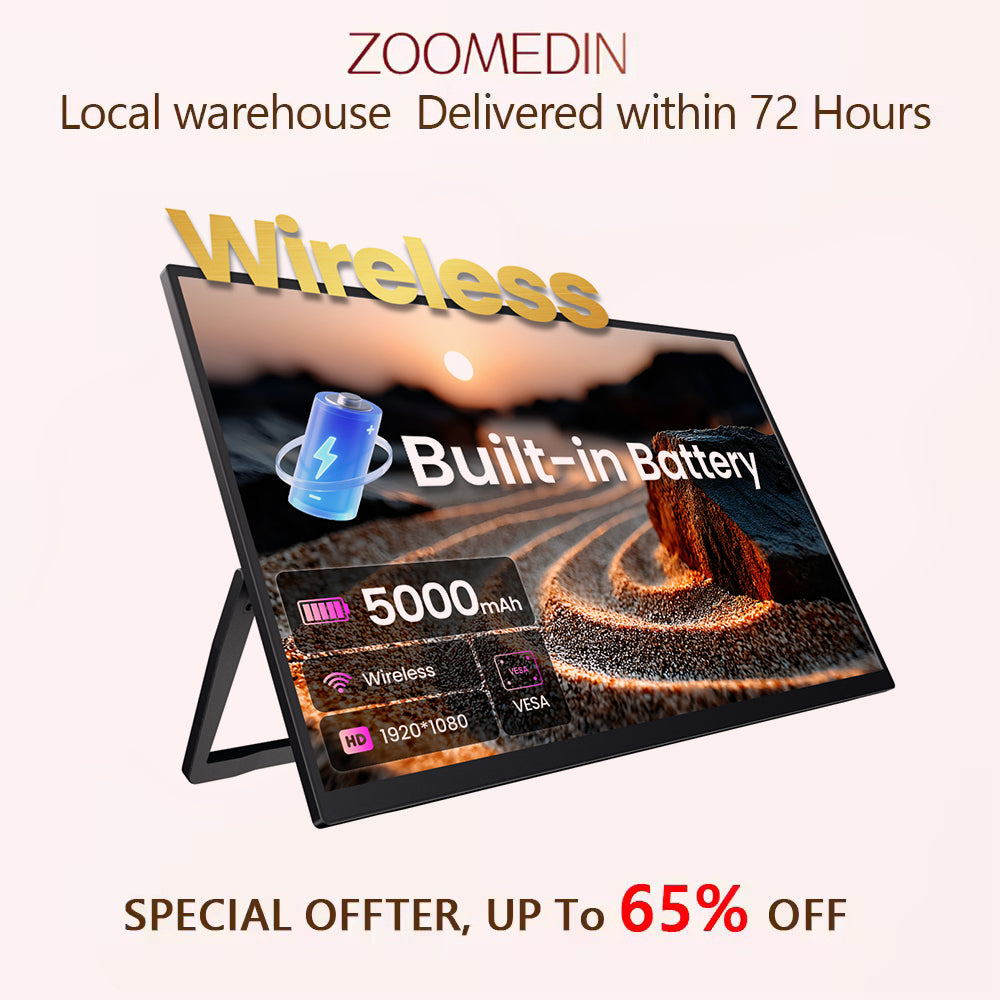 ZOOMEDIN ,15.6''/18.5''/21.5'' ,1080P FHD Portable Monitor, USB-C HDMI Laptop Extender Monitor for Laptop SDR Travel Monitor with Speakers for Laptop PS5/4 Xbox Switch Phone PC.